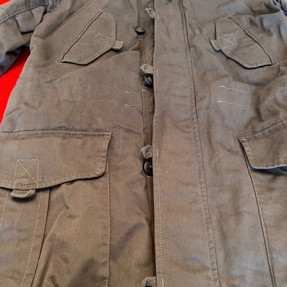 Men's Grey Diesel Hooded Parka Coat - Picture 3 of 7